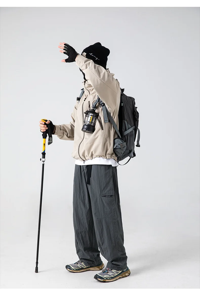 

Japanese outdoor functional casual pants for men 2025 new model with anti splash side pocket design and loose workwear pants