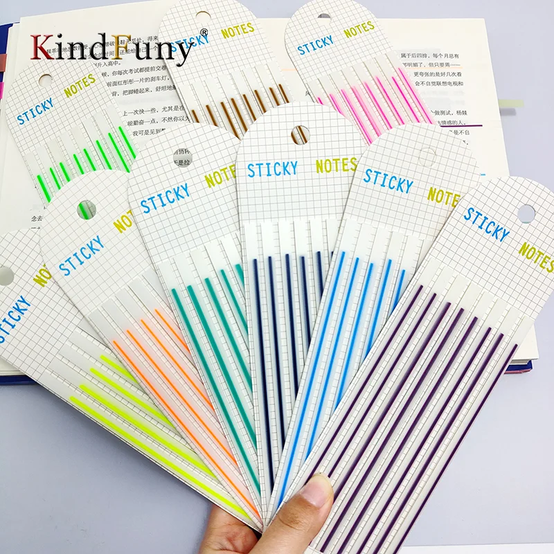 

KindFuny 9Packs 1440 Sheet Long Page Markers Sticky Morandi Highlighter Strips Memo Note Tabs Transparent Long Page Flags Tabs