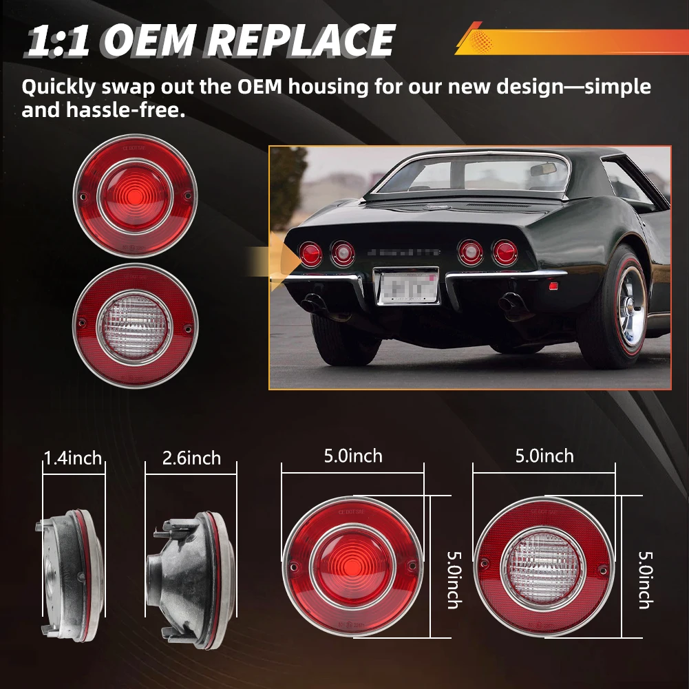 4 pz/set luci freno posteriori e lampade di backup adatte per Chevrolet Corvette C3 1975 1976 1977 1978 1979 senza lampadina/presa