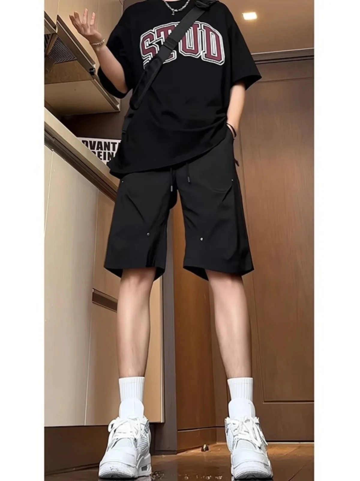 

Мужские летние тонкие брюки Bla Rivet из ледяного шелка, быстросохнущие, повседневные, свободного кроя, в американском стиле, рабочая одежда, с отворотами