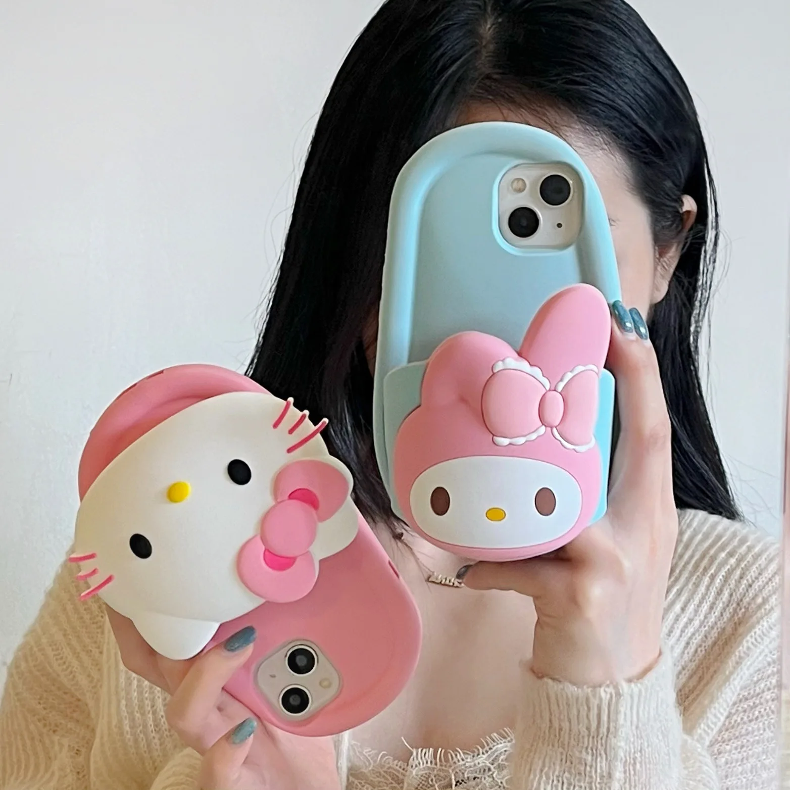 Sanrio Mobile Phone Slippers Protective Case HelloKitty My Melody Suitable for Ipone12/13/14/15promax Anti-fall High-value Gift