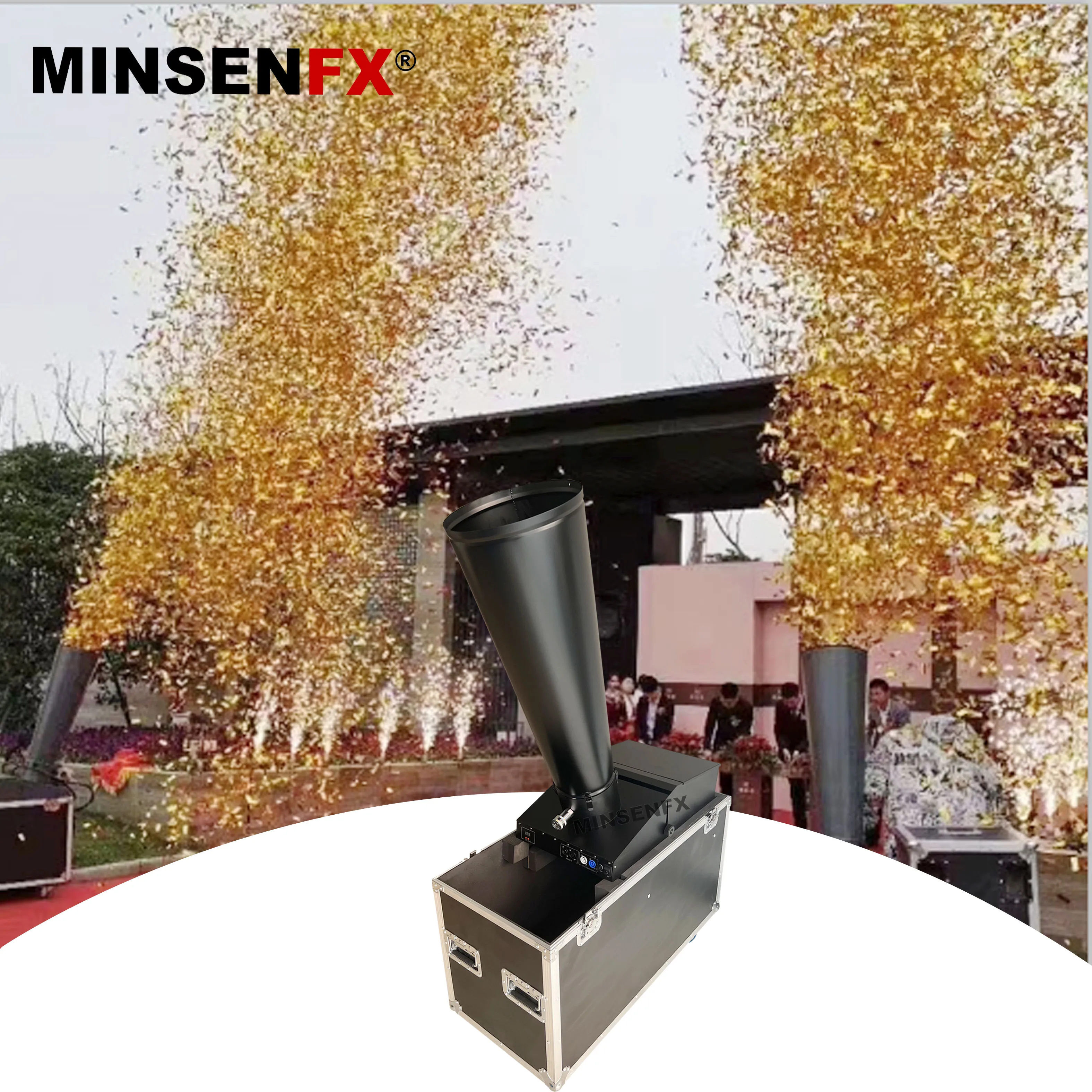 DMX big rainbow CO2 confetti machine 15m jet hight shoot confetti rainmaker for sport event music festival outdoor show opening