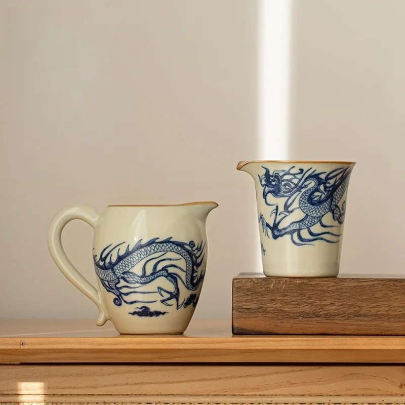 Dragon Fair Cup Ceramic Opening Yellow Kung Fu Vintage Tea Sea Chinese Ru Kiln Teaware Tea Ceremony Utensil Cha Hai Public Cup