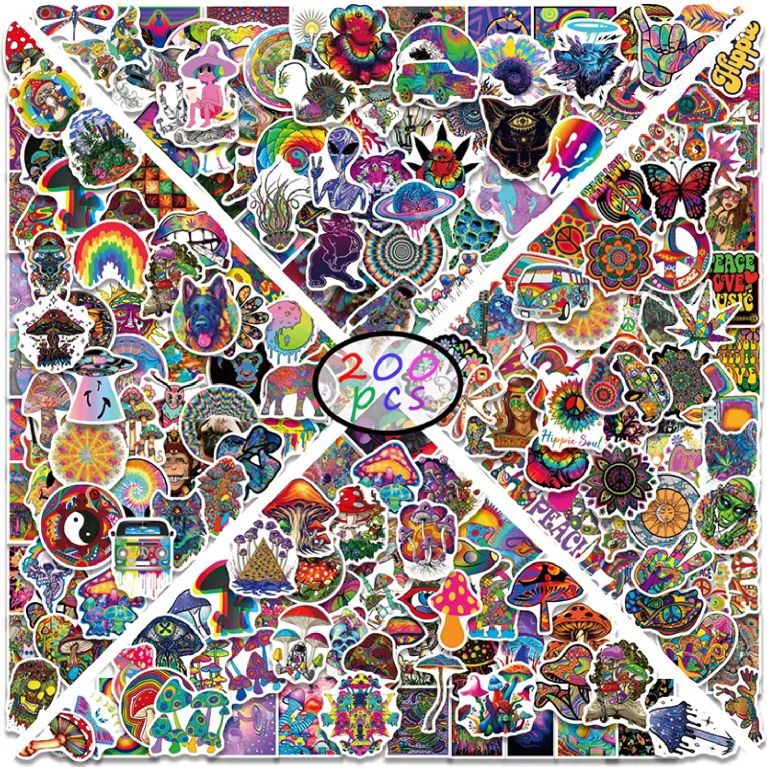 

200 PCS Trippy Stickers Psychedelic Stickers For Adults Trippy Accessories Stickers Hippie Sticker Packs For Adults Laptop Hydro