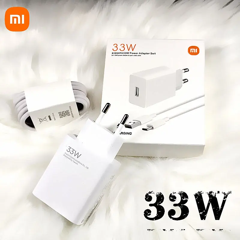 33w Charger Xiaomi eu Turbo Charge Original type C cable For Xiaomi redmi note 9 pro POCO X3 nfc Mi 10 9 note 10 10X LITE