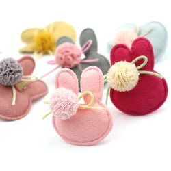 24 szt. 3.5*4cm wypchane aplikacje z kule kwiatowe królika na ubrania DIY łatki na przypinany kapelusz dziecięce akcesoria ozdoba dekoracyjna