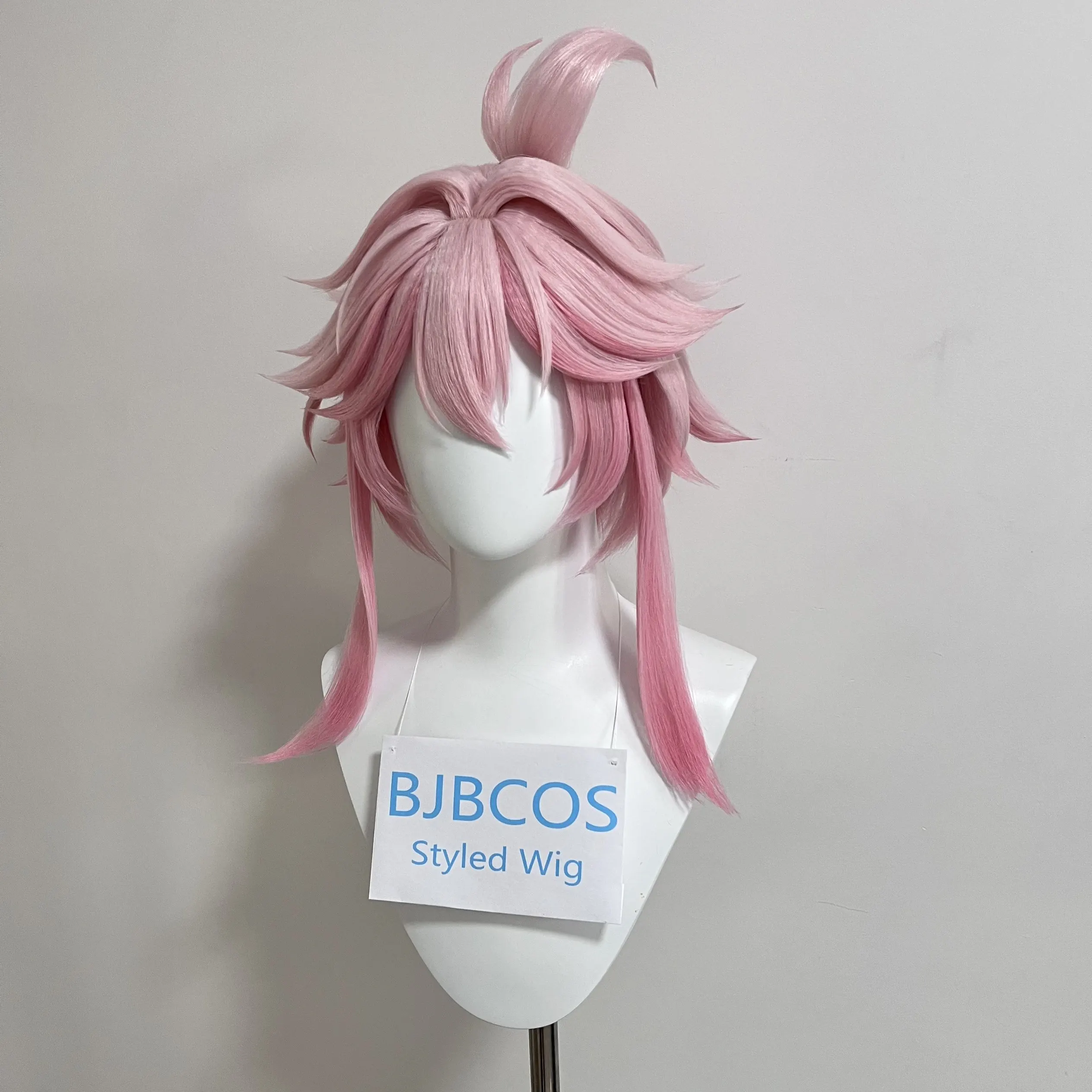 Fotografia 3: Peruca Estilizada Evanescia Cosplay Game Honkai Star Rail HSR Curta 40CM Cabelo Rosa Gradiente Feminina Para Festa de Halloween ‌   Peruca
