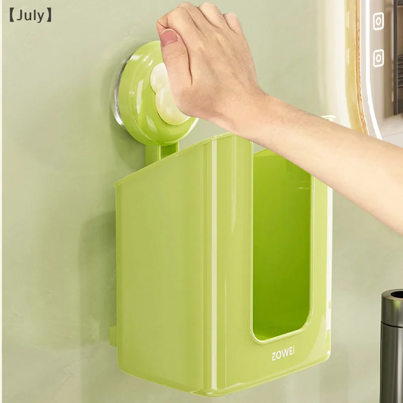 Suction Cup Tissue Box Wall Mounted Large Capacity Wipe Container Punch Free Wet Wipes Dispenser For Kitchen