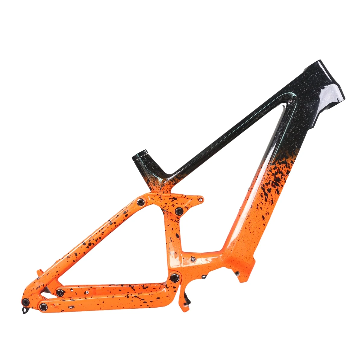 

29er Boost Suspension E-Bike Carbon Frame E69 BAFANG M500 M510 M600motor travel 150mm Black Orange Paint