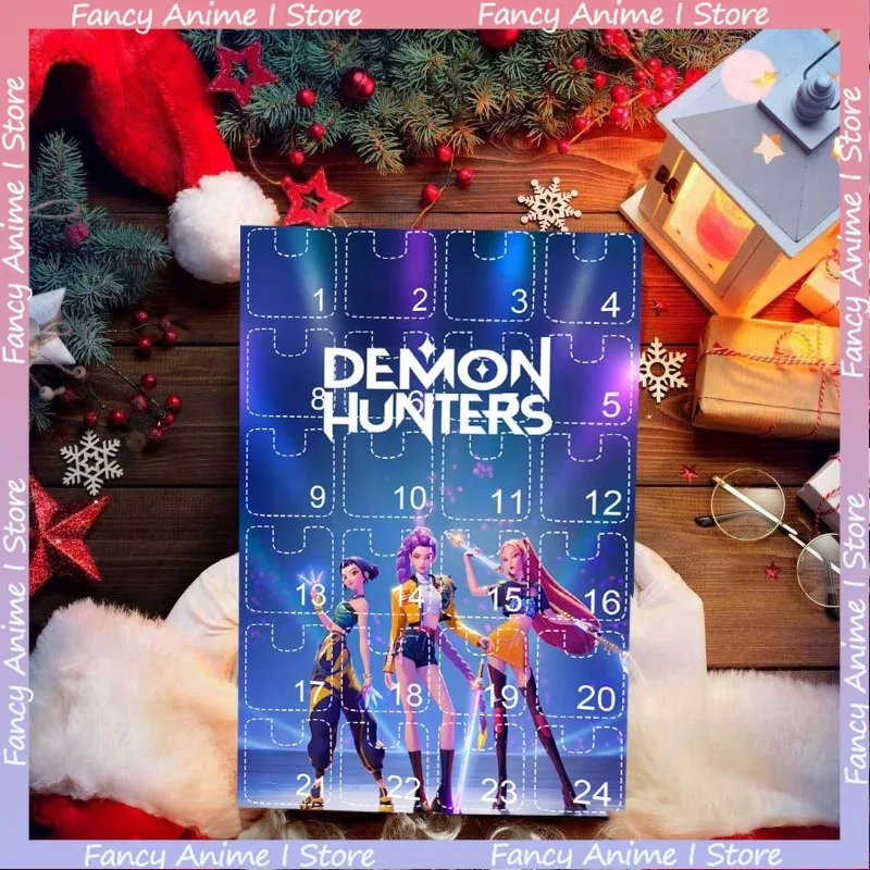 Hot New Christmas K-pop Demon Hunters Advent Calendar 24 Days Christmas Countdown Calendar Blind Box Keychain Friends Gifts
