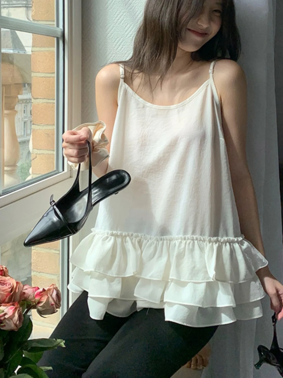 Lente 2025, off-shoulder dames Dr. Fre Age-Defng Wood ain-design hoge taille A-lijn rok Koreaanse Sle pendelen