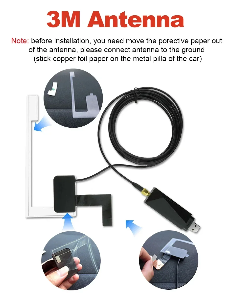 Receptor DAB Plus USB com sintonizador de antena para carro Android, DVD Player, rádio do carro, GPS, 4.4 ou 5.11 os, fácil uso