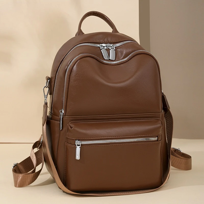 Europe and the United States backpack large-capacity leisure backpack new high-grade pu retro commuter simple handbag