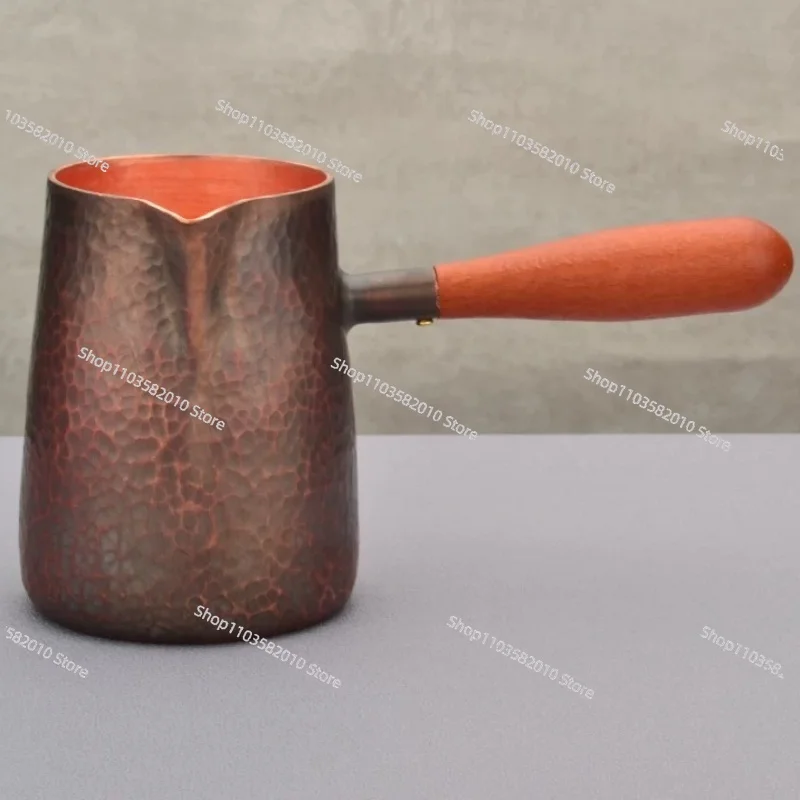 

Vintage Hand-Rinsed Pure Copper Coffee Pot,Engraving Hammer Texture Heat Boiling 500 ml Water Kettle Teaware,Handcrafted Teapot