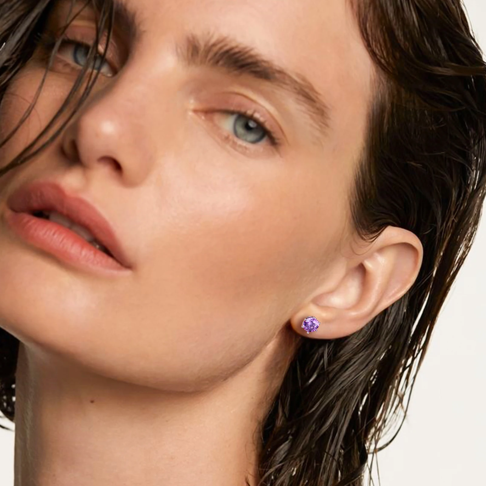 SEASKY 925 Sterling Silver Dainty Square Stud Earrings For Women Girl 6mm Ruby/Sapphire/Emerald Princess Cut Gemstone Jewelry