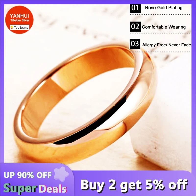 

Never Fade Exquisite 18K Rose Golden 4mm Round Eternal Wedding Band Fashion Accessories Lover's Jewelry