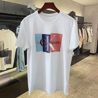 Ck Short-sleeved T-shirt Men's Spring/Summer Casual Round Neck Trendy Printed Logo Youth Top Half-sleeve