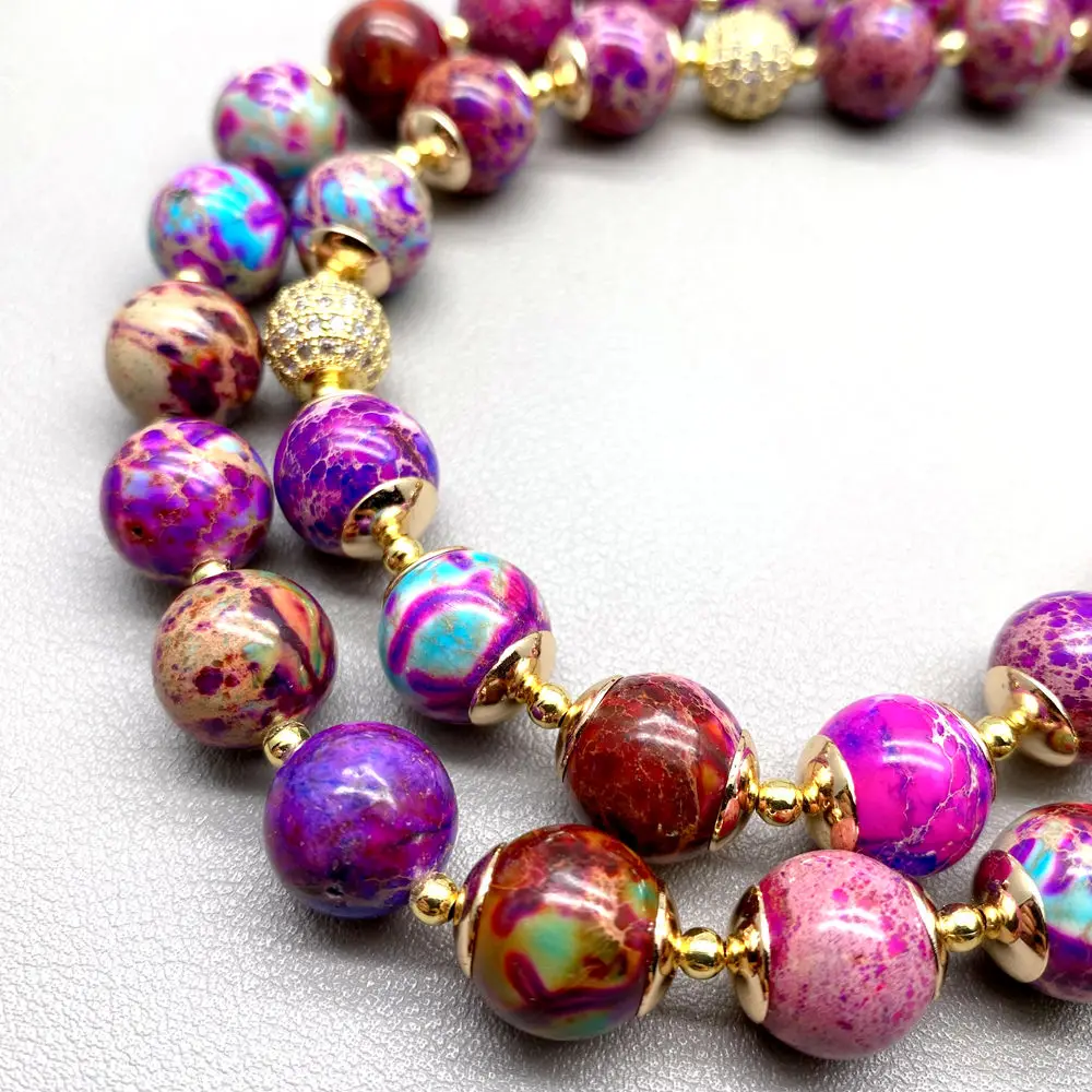 

2 Strands Purple Imperial Jasper Red Crystal White Biwa Pearl Bead Choker Necklace Multilayers Necklaces Jewelry Dropship