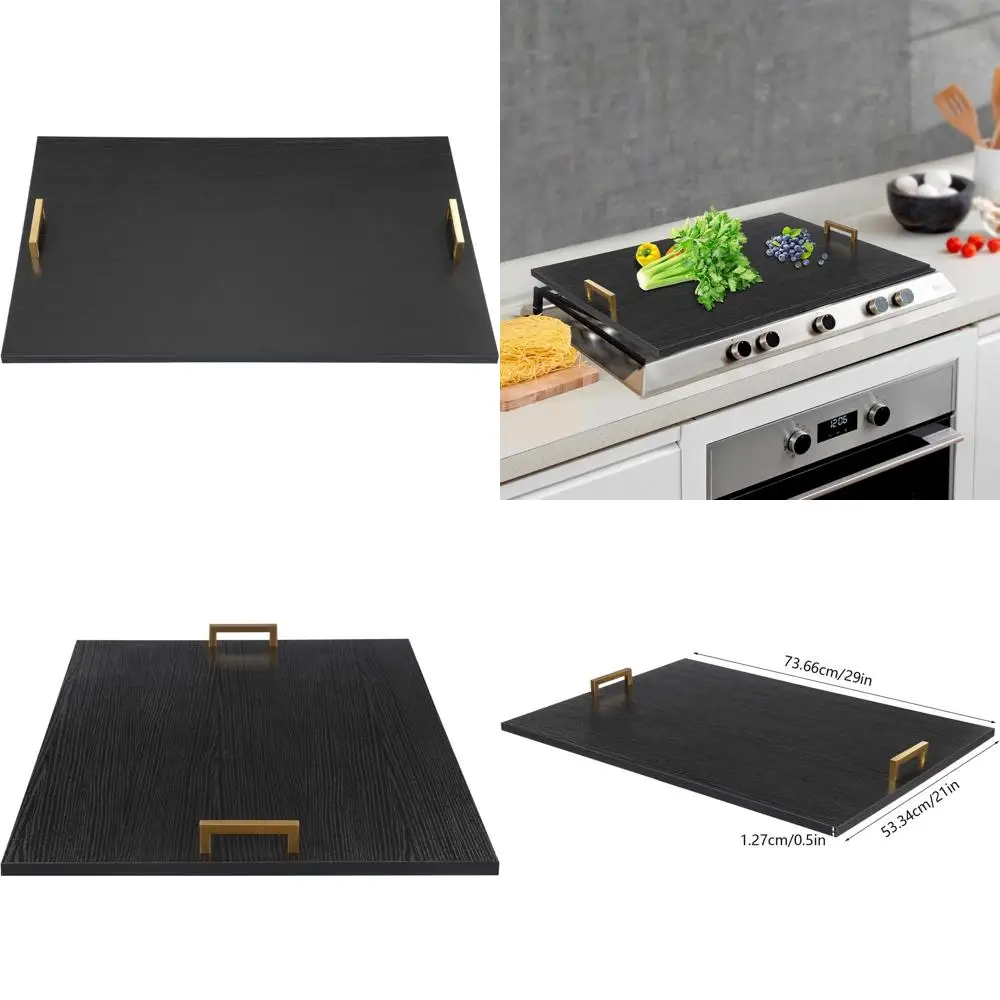 

Universal 29 x 21 Stove Top Cover with Handle for Gas, Electric Stoves - Kitchen Cutting Board & Sink Cover (Black)