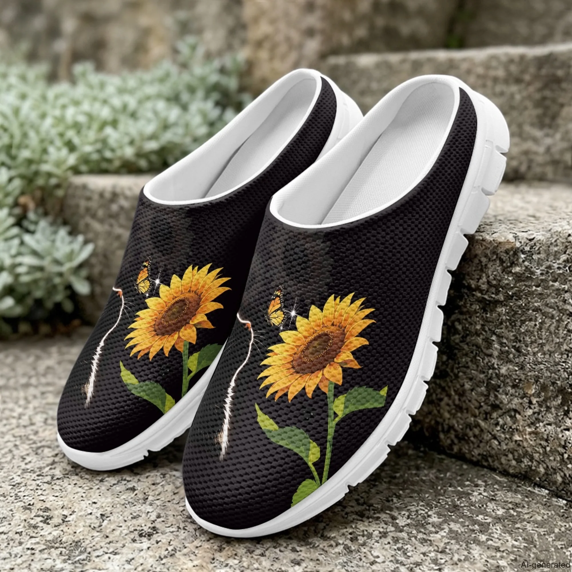 XIXIRIMIDO Women's Slippers Nurse Shoes Women's Sandals Black Cat Pattern Sapatos Femininos Elegante Man Shoes Chinelo 35-48