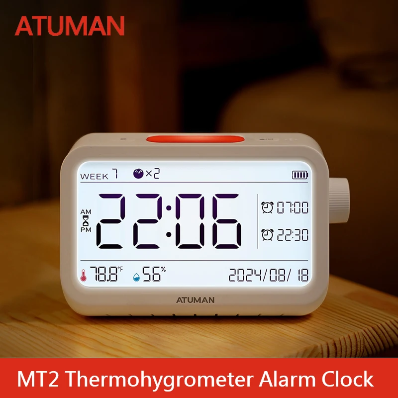 DUKA MT2 Digital Clock LCD Hygrothermograph Indoor Thermometer Home Office Desktop Table Monitor Temperature Humidity Meter Tool