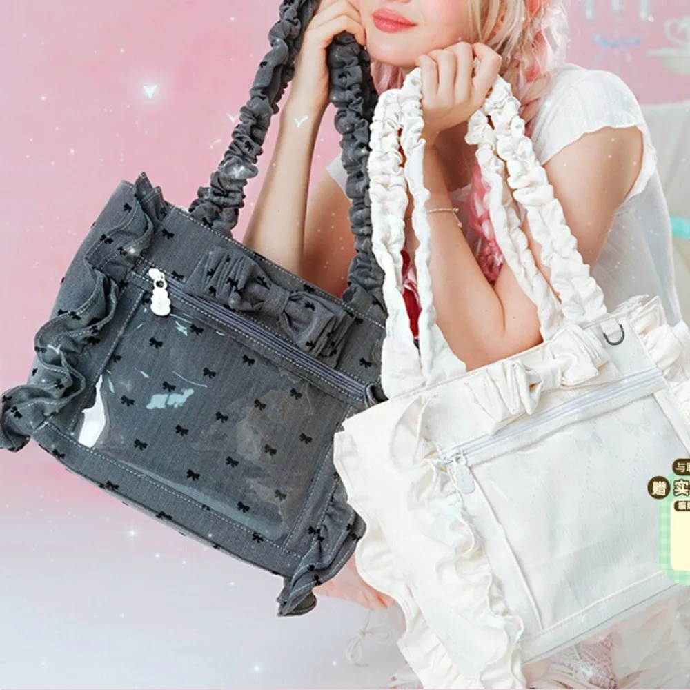 

Bow Print Ita Bag Underarm Sac Femme Large Capacity Transparent Bolsos De Mujer Laptop Shoulder Bags for Woman Tote Bolso