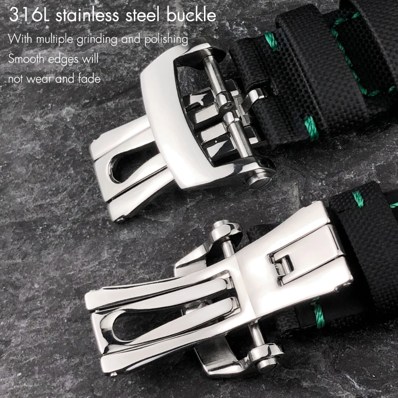 22mm 23mm Nylon Cowhide Watch Strap Folding Buckle Watchband for Blancpain Fifty Fathoms 5000 5015 Colorful Wristband