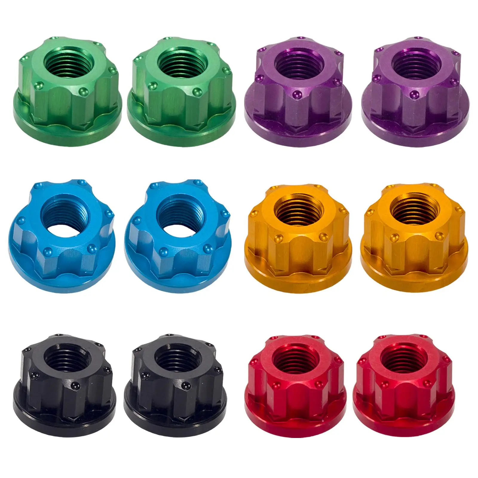 2x Bike Wheel Hub Axle Nuts Front Wheel Nut M9 for Mountain Road Easy to Install Front Axle Nut Bicycle Flanged Axle Nut