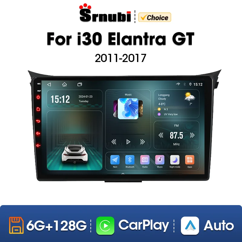 

Srnubi 2 Din for Hyundai I30 Elantra GT 2012 2013 2014 2015 2016 Car Radio Multimedia Player Android 12 Carplay Stereo GPS DVD