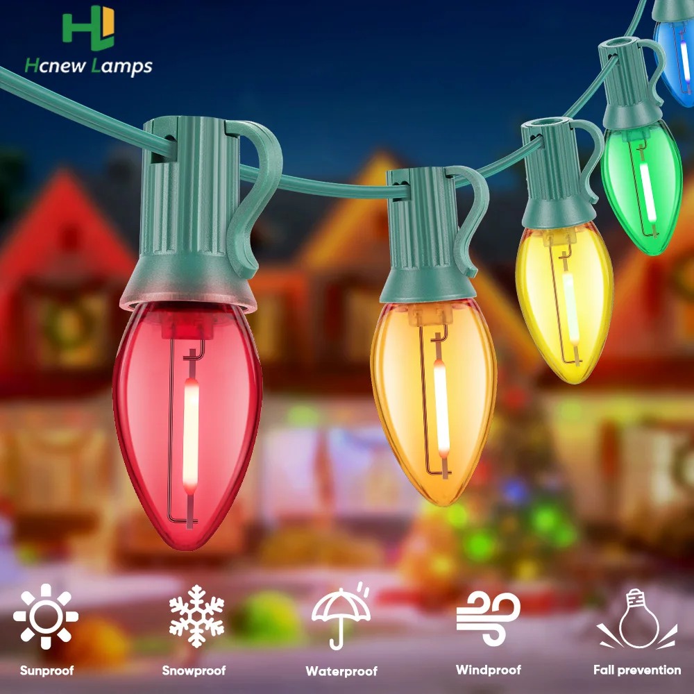 Shatterproof C7 String Light Colorful Led Replacement Bulb 1W IP44 Plastic Candle Christmas Party Garden Home Decorative Garland