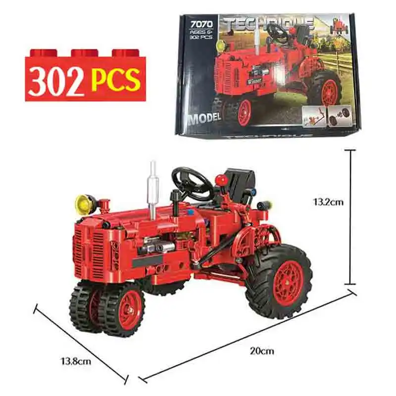 City Classic Old Fashioned Tractor Car Building Block Walking Tractor Truck Brick DIY Toys for Children Boys