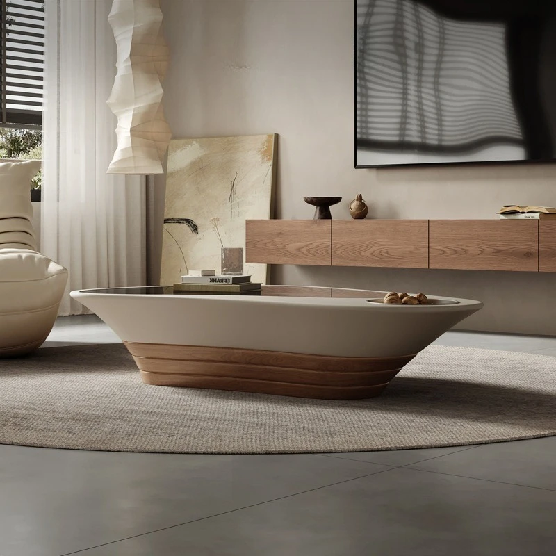 wabi-sandy wind special-shaped coffee table living room household small apartment Italian minimalist designer creative abyss