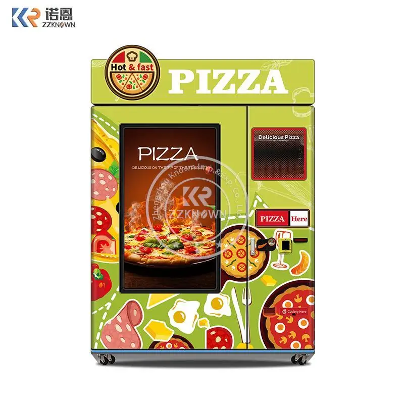 Máquina de venda automática de pizza deliciosa com tela de toque grande automática na estação metrô máquina de venda automática de pizza de comida quente