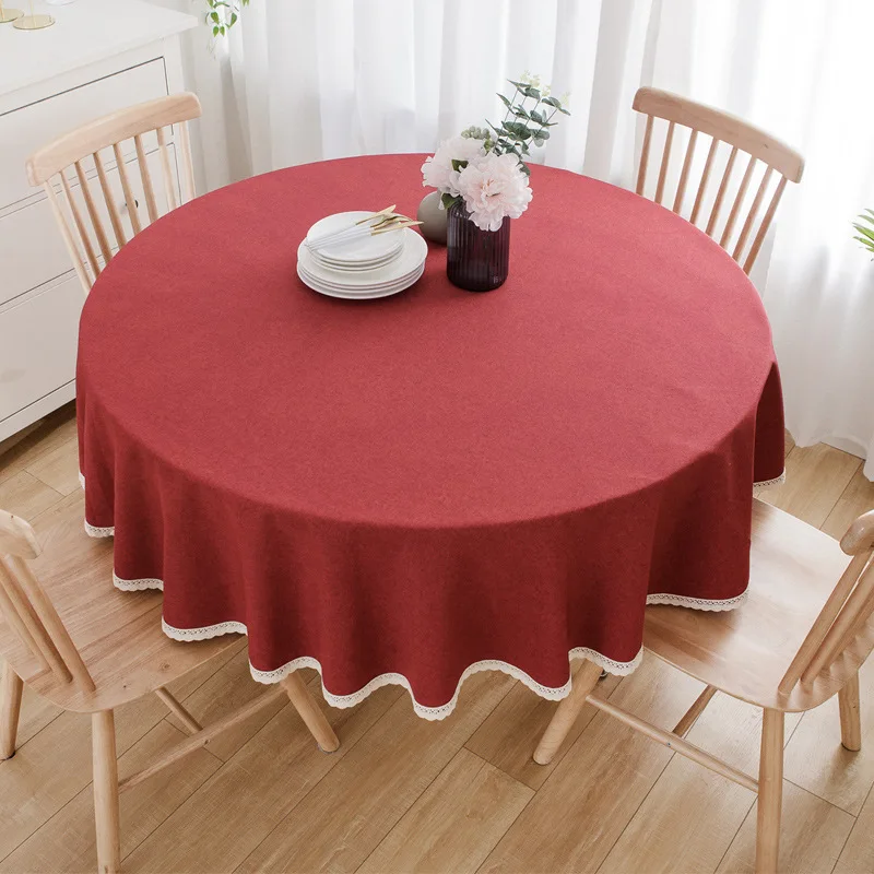 

DM24A171 Red round table home festive tea table tablecloth circular tablecloth
