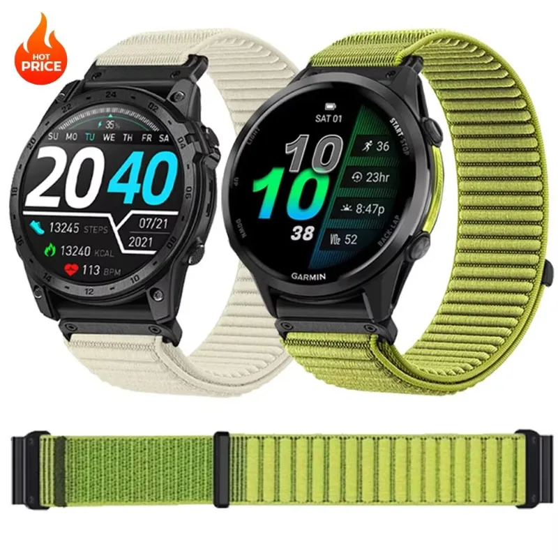 26/22/20mm Nylon Geflochtenes Armband für Garmin Fenix 8/Quatix 8 Quickfit Armbandband Forerunner 970 965/Garmin Instinct 3 Correa