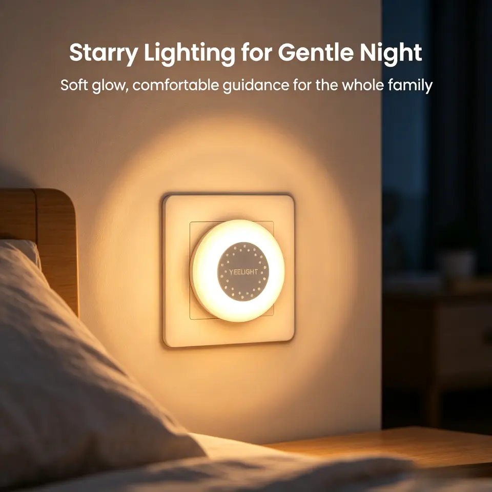 Yeelight Plug-in Light Sensor NightLight Mini Sensor Night Light Warm White 2700K Ultra Energy Efficient 0.25W 110-240V EU Plug - 4