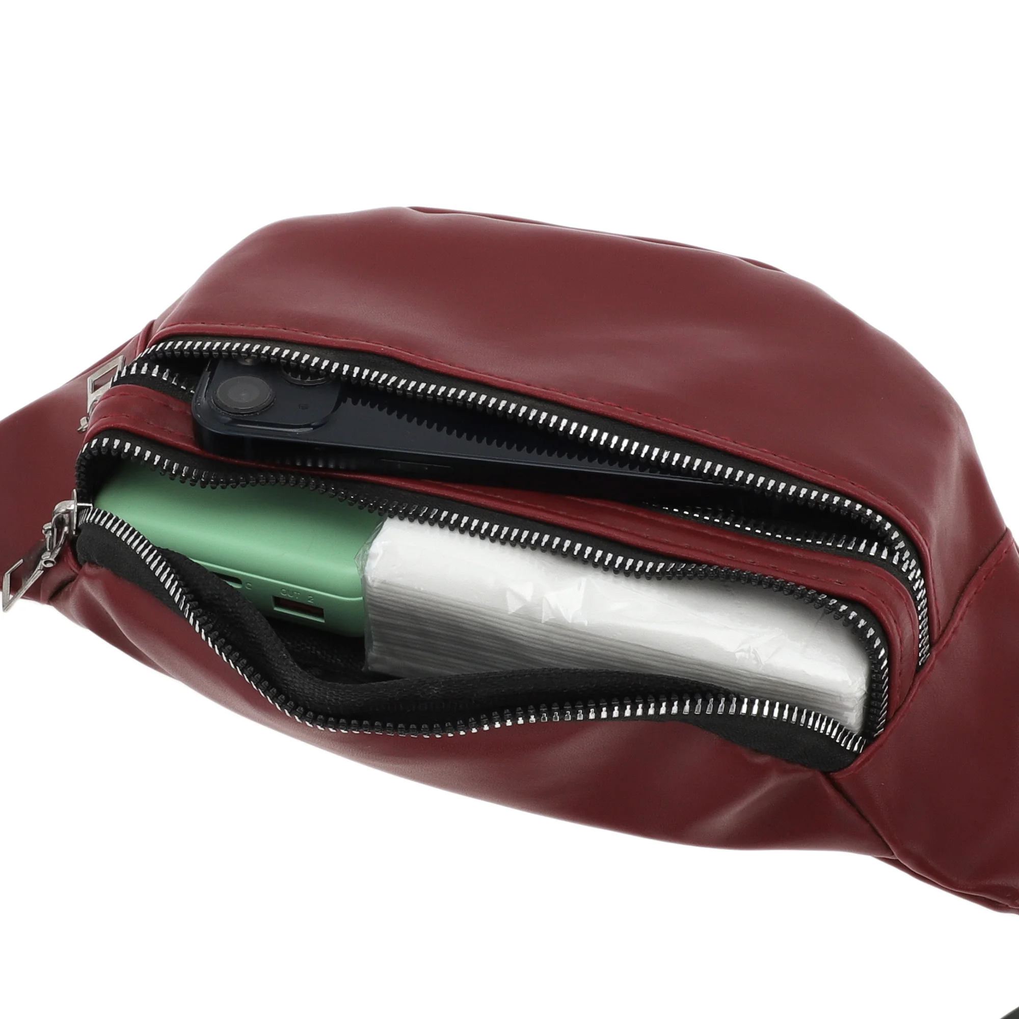 X Autohaux حقيبة خصر رياضية أنيقة مصنوعة من الجلد باللون الأحمر قطعة واحدة #5