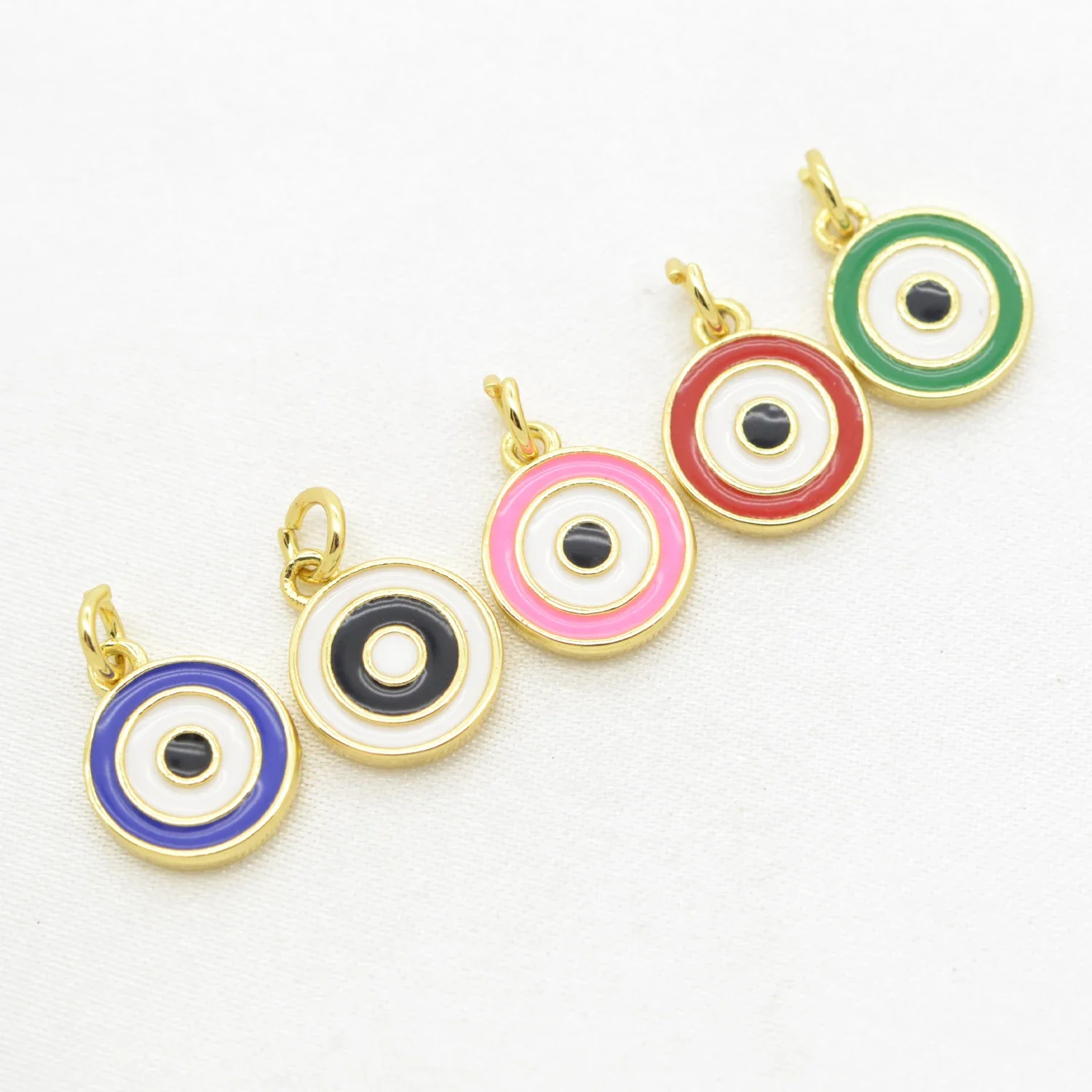 

6 Pcs Color Enamel Turkish Evil Eyes Pendant for Woman Brass Charm Jewelry Handmade Bracelet Necklace Accessories Wholesale