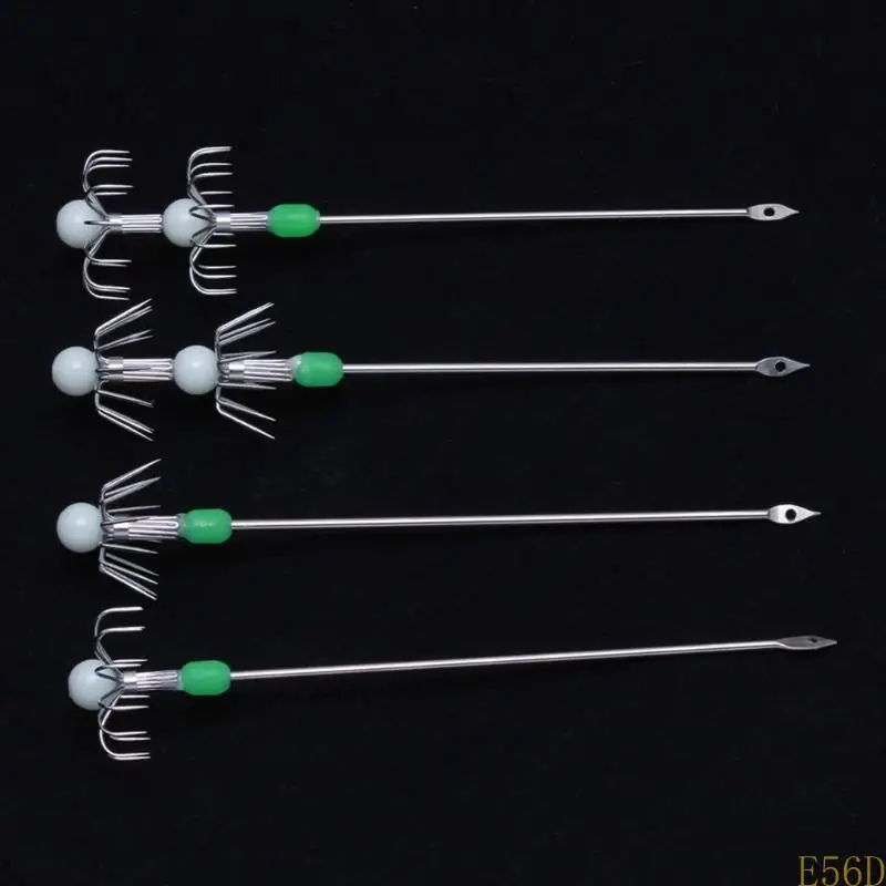 

2 шт. светящийся крючок для кальмара, крючок для кальмара, живой крючок для креветок, двойной/однослойный крючок для зонтов из нержавеющей стали, аксессуары для рыбалки