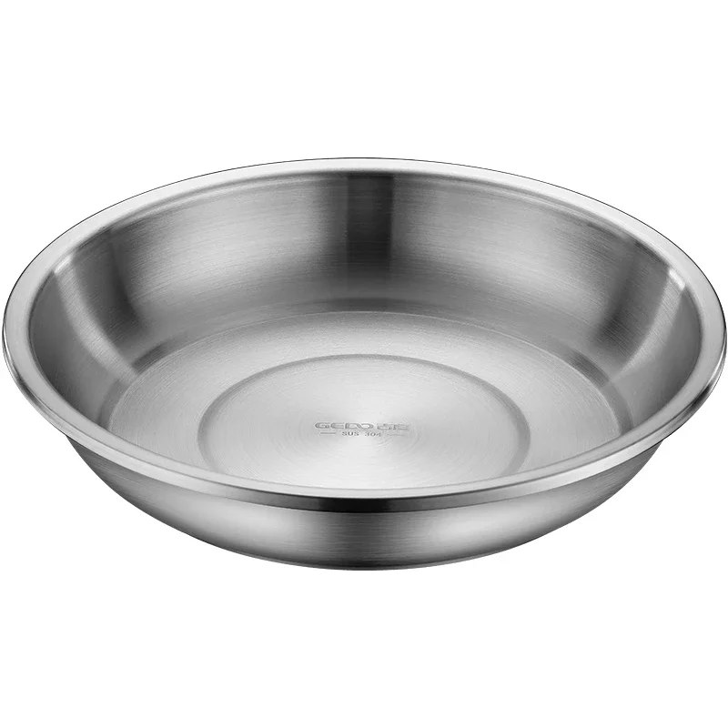 Ultra Thick 304 Stainless Steel Banquet Plate  Certification Sanitary Baby Dining Dish Fall Resistant Basin for Kitchen