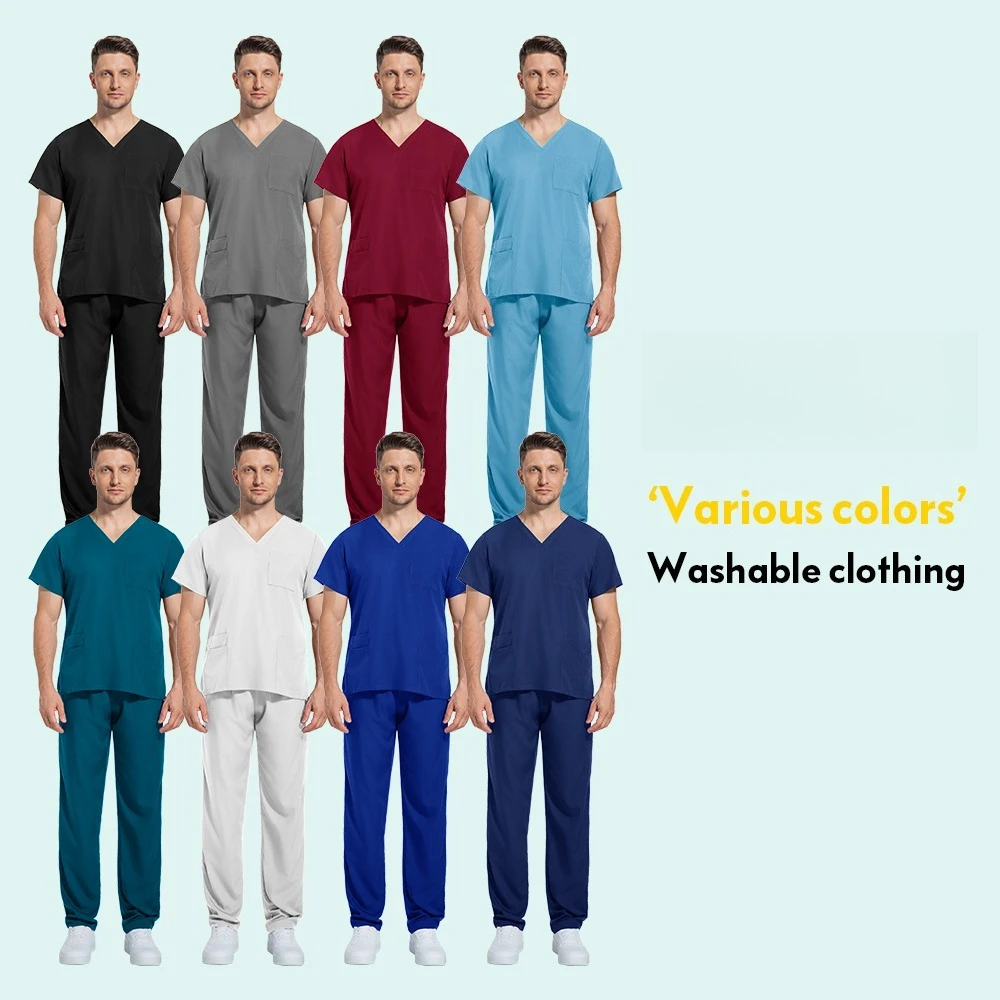 زي الممرضات الطبية التمريض الدعك القمم للنساء قصيرة الأكمام XXL الجمال العمل بلوزة جيوب الزي الجراحي قميص سريري