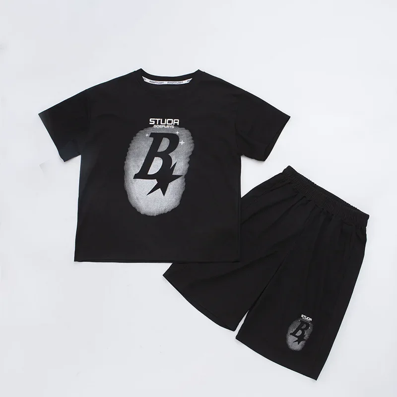 

Summer Fashion Children Boy Clothes Set Teenage Letter Printed T-shirts and Shorts 2pcs Suit Short Sleeve Top Bottom Outfits