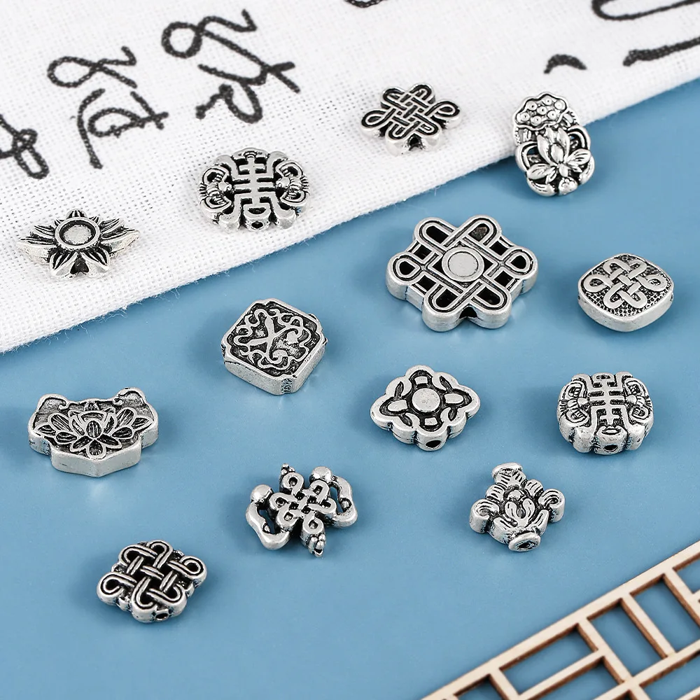 

diy retro Chinese silver jewelry: ancient silver ingots, lotus flowers, and gold jewelry for fashionable clothing accessories