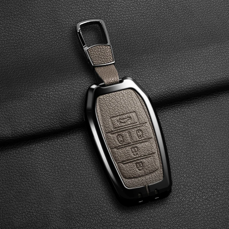 

For Toyota Vellfire Alphard 30 Series Previa Tarago 5 Button Metal Leather Car Key Case Cover Protective Shell Accessorise