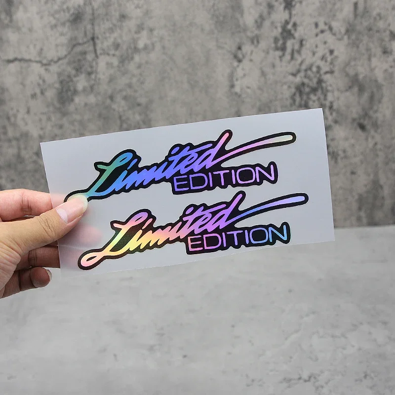 2PCS/SET Colorful Holographic "Limited Edition" Decals, Ideal for Car Enthusiasts Loving Exclusive Styles