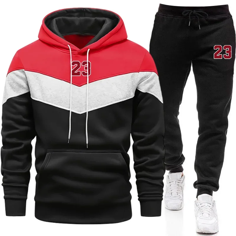 

2025 Mens Tracksuit Printed Casual Tricolor Sweatshirts Quality Outdoors Sports Jogging Man Clothing Single Piece Hoodie Pants