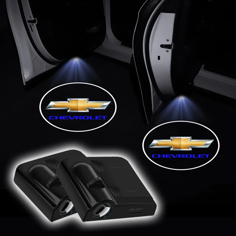 2PCS Car Door Emblem LED Light Welcome Lamp Wireless Laser Projector For Chevrolet Silverado Suburban Tahoe Interior Accessories