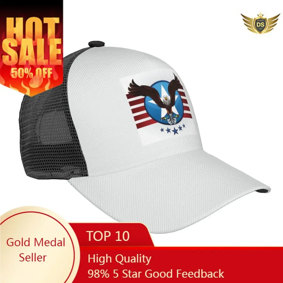 

Unisex Cap Casual Mesh Baseball Cap American Bald Eagle Adjustable Snapback Hat For Hip Hop Trucker Cap