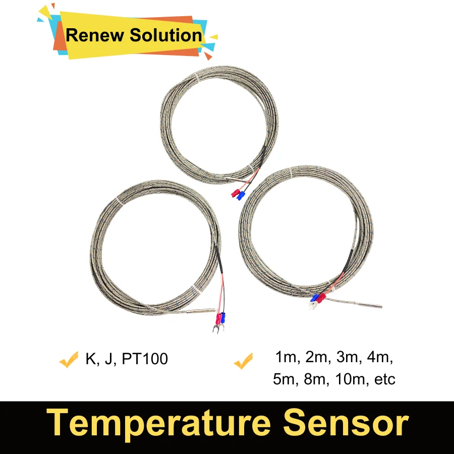 4mm * 30mm K J PT100 1m 2m 3m 5m 10m sonda typu sonda ekranowany przewód pleciony czujnik temperatury termopary do regulatora temperatury