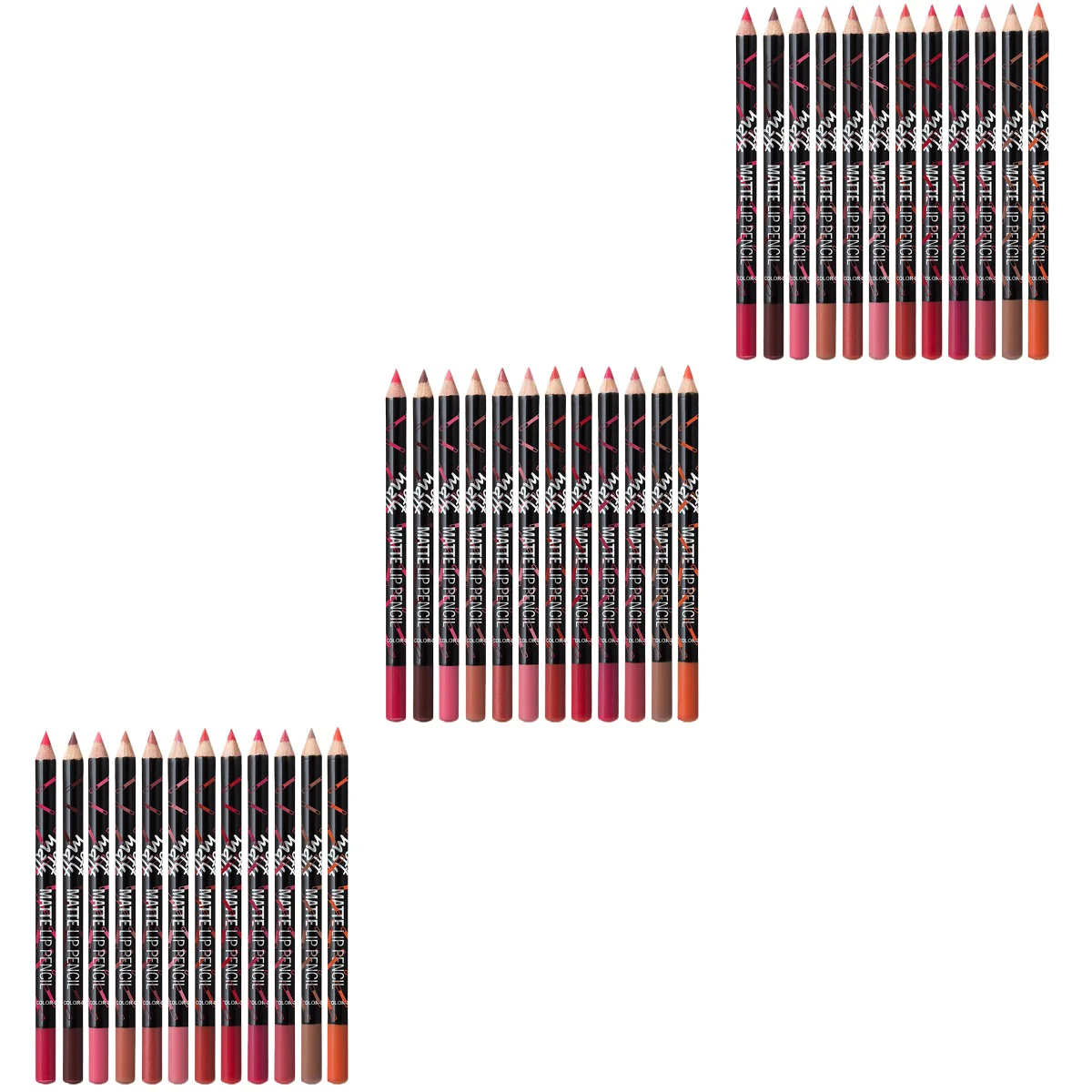 3 Pack Lip Liner สําหรับผู้หญิงดินสอกันน้ํา Easy-to-hold Matte กันน้ําไม้สาว